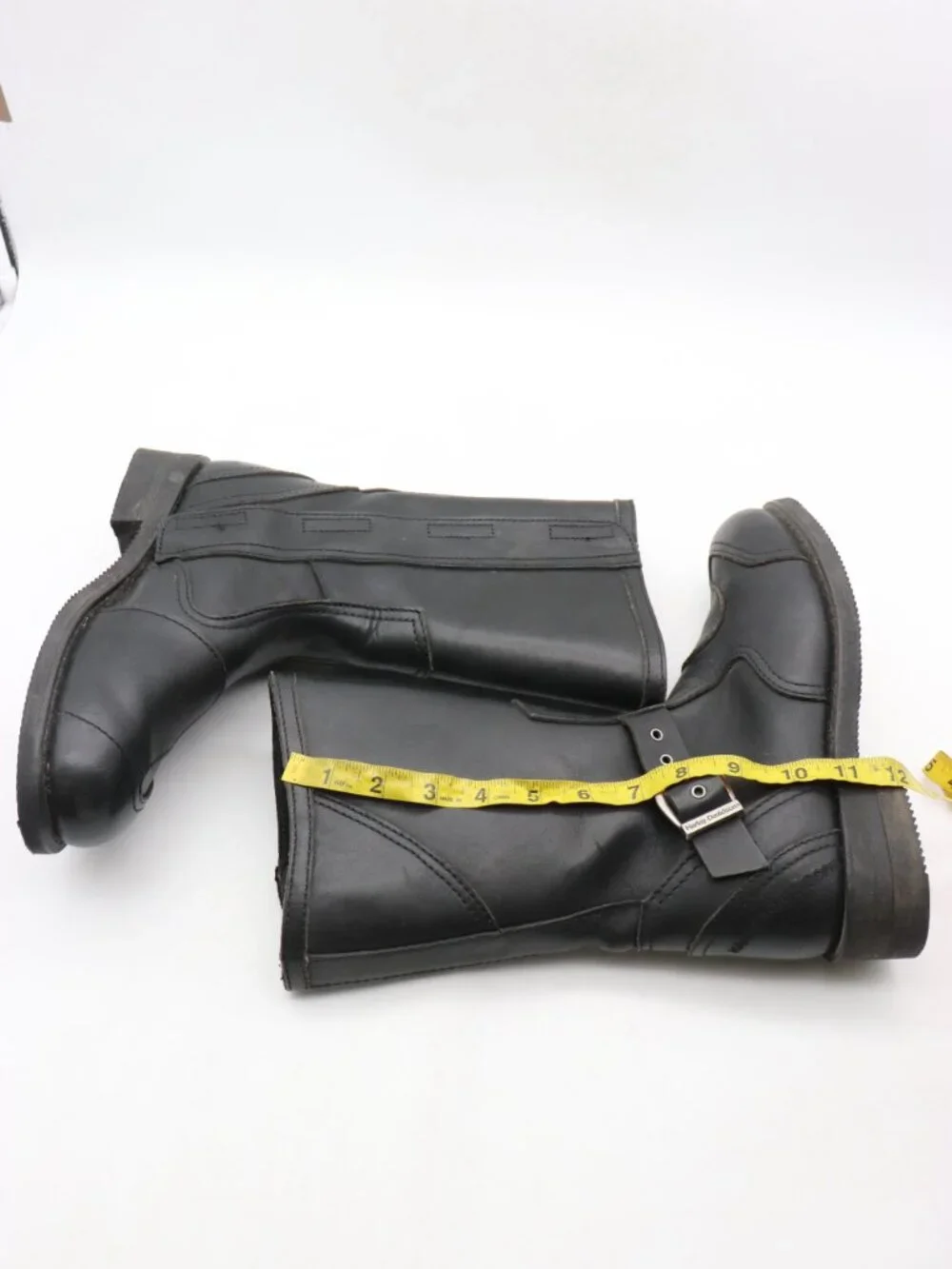 Harley Davidson Men's size 8.5 Black Leather Moto Riding Buckle Boots 95240